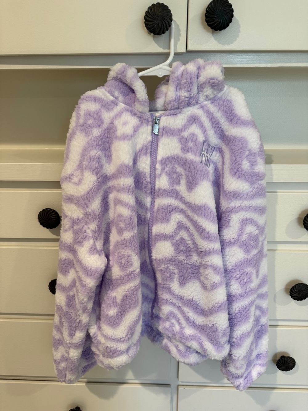 NWOT Limited too Purple & White Plush Zip-Up Hoodie